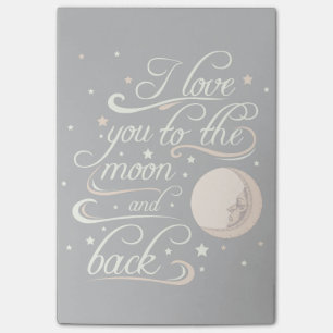 Ich liebe dich bis zum Mond und zurück Schwarz Post-it Klebezettel