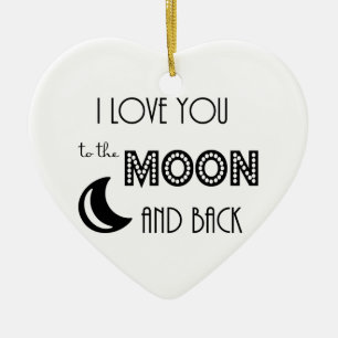 ich liebe dich bis zum Mond und zurück schwarz wei Keramik Ornament