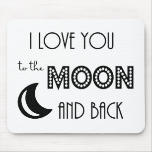 ich liebe dich bis zum Mond und zurück schwarz wei Mousepad