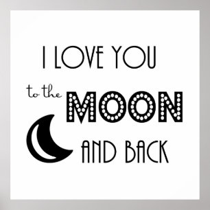 ich liebe dich bis zum Mond und zurück schwarz wei Poster