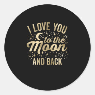 Ich liebe dich bis zum Mond und zurück Vintage Sta Runder Aufkleber