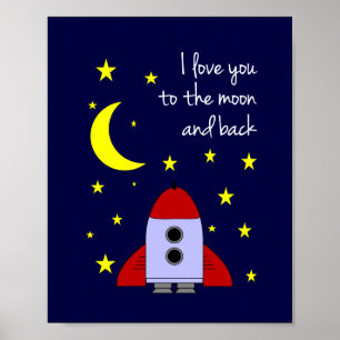 Ich liebe dich bis zum Mond und zurück Wandbild Poster