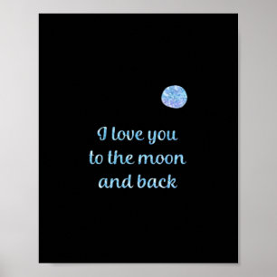 Ich liebe dich bis zum Mond und zurück Wasserfarbe Poster