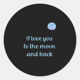 Ich liebe dich bis zum Mond und zurück Wasserfarbe Runder Aufkleber