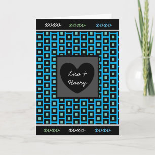 "Ich liebe Dich" Blau, Türkis und Schwarz Herrenka Karte