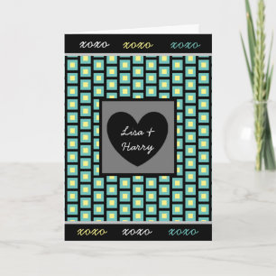 "Ich liebe Dich" Blau, Türkis und Schwarz Herrenka Karte