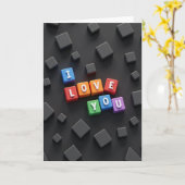 Ich liebe dich Blockbuchstaben Karte (Gelbe Blume)