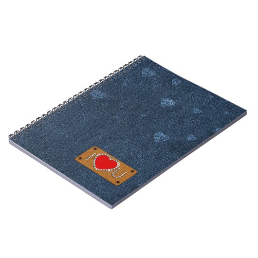 Ich Liebe dich. Blue Denim Pattern Geschenk Notizblock (Linke Seite)