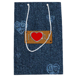 Ich Liebe dich. Blue Denim Pattern Individuelle Na Mittlere Geschenktüte