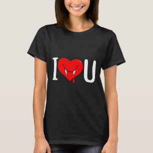 Ich liebe dich blutendes Herz lächelnd mit Fangzäh T-Shirt