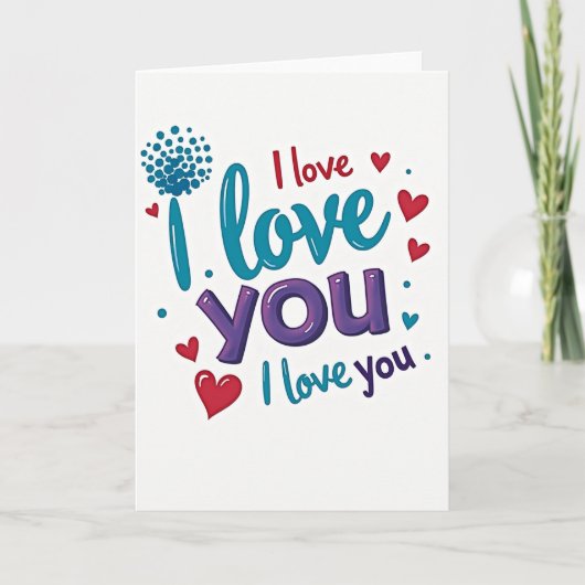 Ich liebe dich Bubble Hearts Karte (Vorderseite)