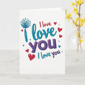 Ich liebe dich Bubble Hearts Karte (Gelbe Blume)