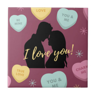 Ich liebe dich Candy Hearts Paar Fliese