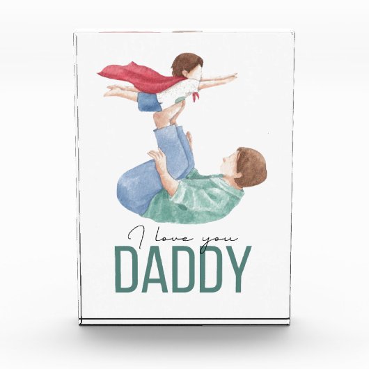 Ich liebe dich Daddy Superheld Vater und Kind Grüß Fotoblock (Vorderseite)