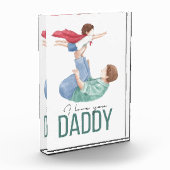 Ich liebe dich Daddy Superheld Vater und Kind Grüß Fotoblock (Links)