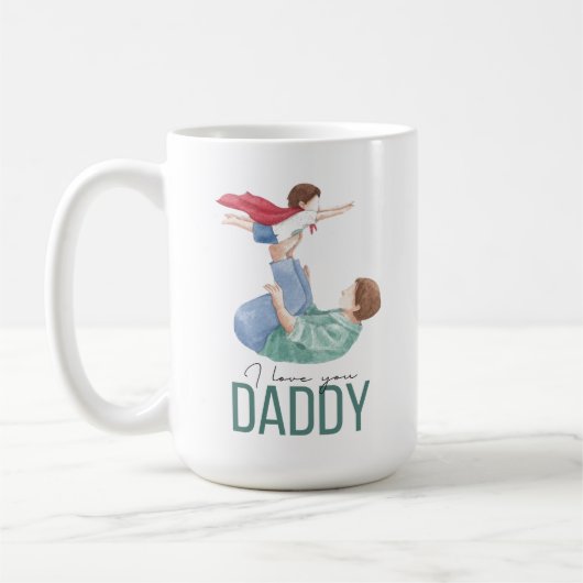 Ich liebe dich Daddy Superheld Vater und Kind Kaff Kaffeetasse (Links)