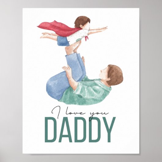 Ich liebe dich Daddy Superheld Vater und Kind Post Poster (Vorne)