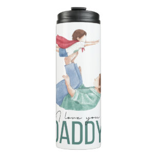 Ich liebe dich Daddy Superheld Vater und Kind Reis Thermosbecher