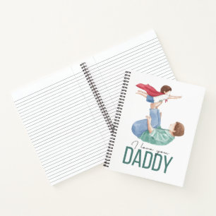 Ich liebe dich Daddy Superheld Vater und Kind Spir Notizblock