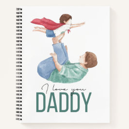 Ich liebe dich Daddy Superheld Vater und Kind Spir Notizblock