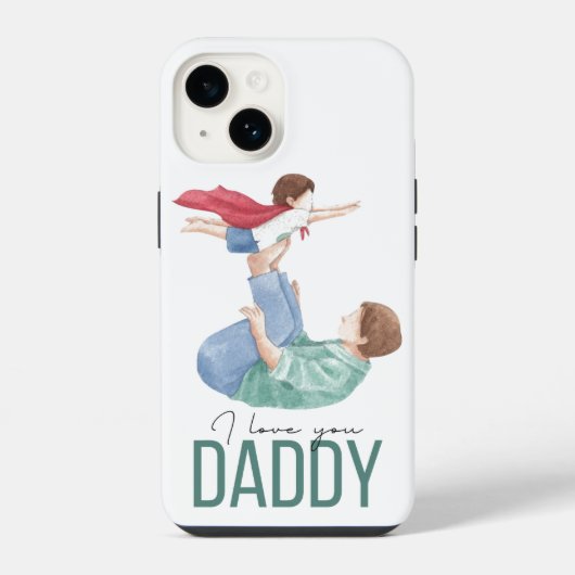 Ich liebe dich Daddy Superheld Vater und Kind Tele iPhone Hülle (Rückseite)