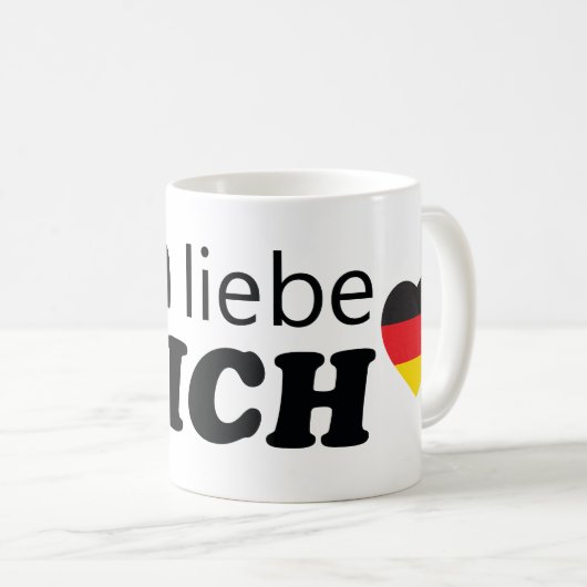 ICH LIEBE DICH DEUTSCHE HERZ-FLAGGE KAFFEETASSE (VorderseiteRechts)