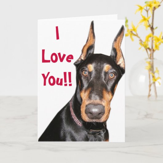 Ich Liebe dich! Doberman Karte (Gelbe Blume)