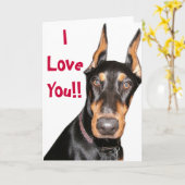 Ich liebe dich!! Dobermann Karte (Gelbe Blume)