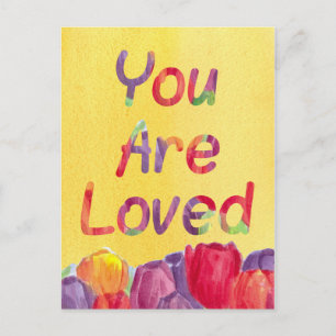 Ich liebe dich, du wirst geliebt Wasserfarben Tulp Postkarte