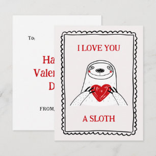 Ich liebe dich ein Faultier Lustige Kinder Valenti Mitteilungskarte