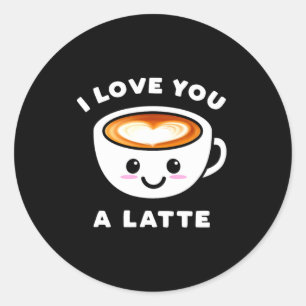 Ich liebe dich ein Latte Lustig Süß Kaffee Herz Va Runder Aufkleber