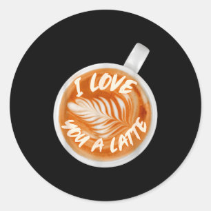 Ich liebe dich ein Latte Valentinstag Kaffee Koffe Runder Aufkleber