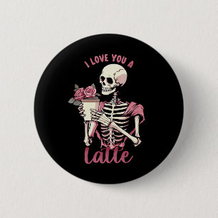 Ich liebe dich ein Valentinstag-Skelett Button