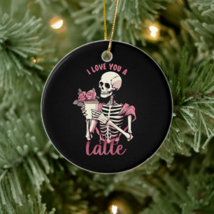 Ich liebe dich ein Valentinstag Skelett Keramik Ornament