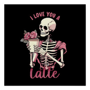 Ich liebe dich ein Valentinstag Skelett Poster