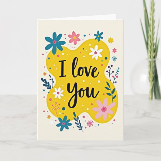 Ich liebe dich einfache Blumenkarte Karte (Vorderseite)