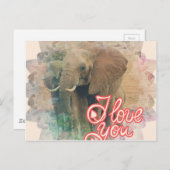Ich Liebe dich Elefanten Postkarte (Vorne/Hinten)