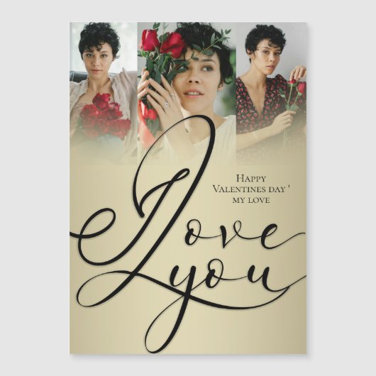 Ich liebe dich Elegantes Gold Valentinstag Foto Magnetkarte (Vorderseite)