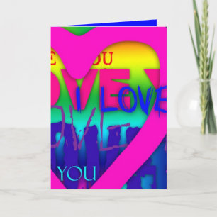 Ich liebe dich elektrische Farben Pop Art V2 Grußk Feiertagskarte