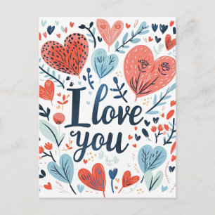Ich liebe Dich farbenfrohe Nachricht Postkarte
