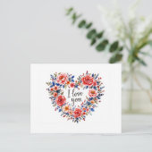 Ich liebe dich, farbenfrohes Blumendesign, Postkarte (Stehend Vorderseite)
