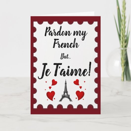 Ich liebe dich, French Valentine Card Karte (Vorderseite)