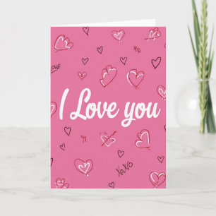 Ich liebe dich Fuchsia Rosa Karte