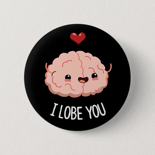 Ich liebe dich Funny Brain Pun Dark BG Button (Vorderseite)