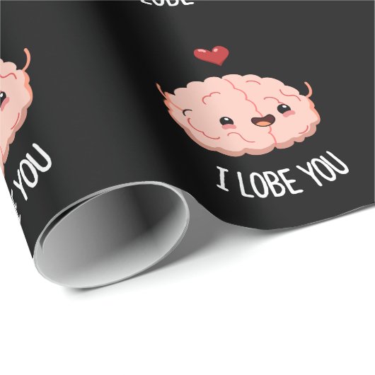 Ich liebe dich Funny Brain Pun Dark BG Geschenkpapier (Rolleneckpunkt)