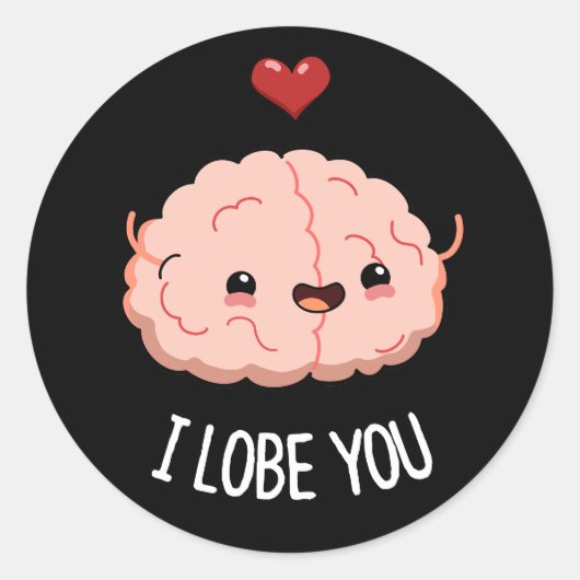 Ich liebe dich Funny Brain Pun Dark BG Runder Aufkleber (Vorderseite)