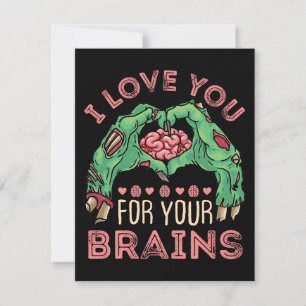 Ich liebe dich für dein Gehirn Zombie Valentinstag Feiertagskarte