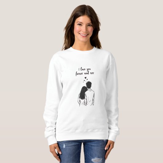 Ich liebe dich für immer Line Art Sweatshirt (Vorne ganz)