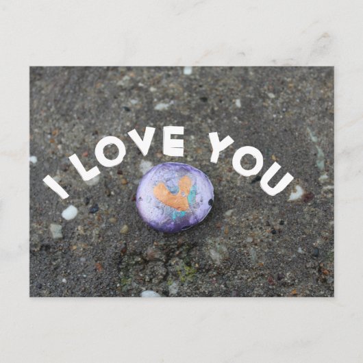 Ich liebe dich gemalter Stein Postkarte (Vorderseite)