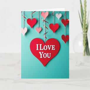 Ich liebe dich gestreiftes Herz Valentinstagskarte Karte